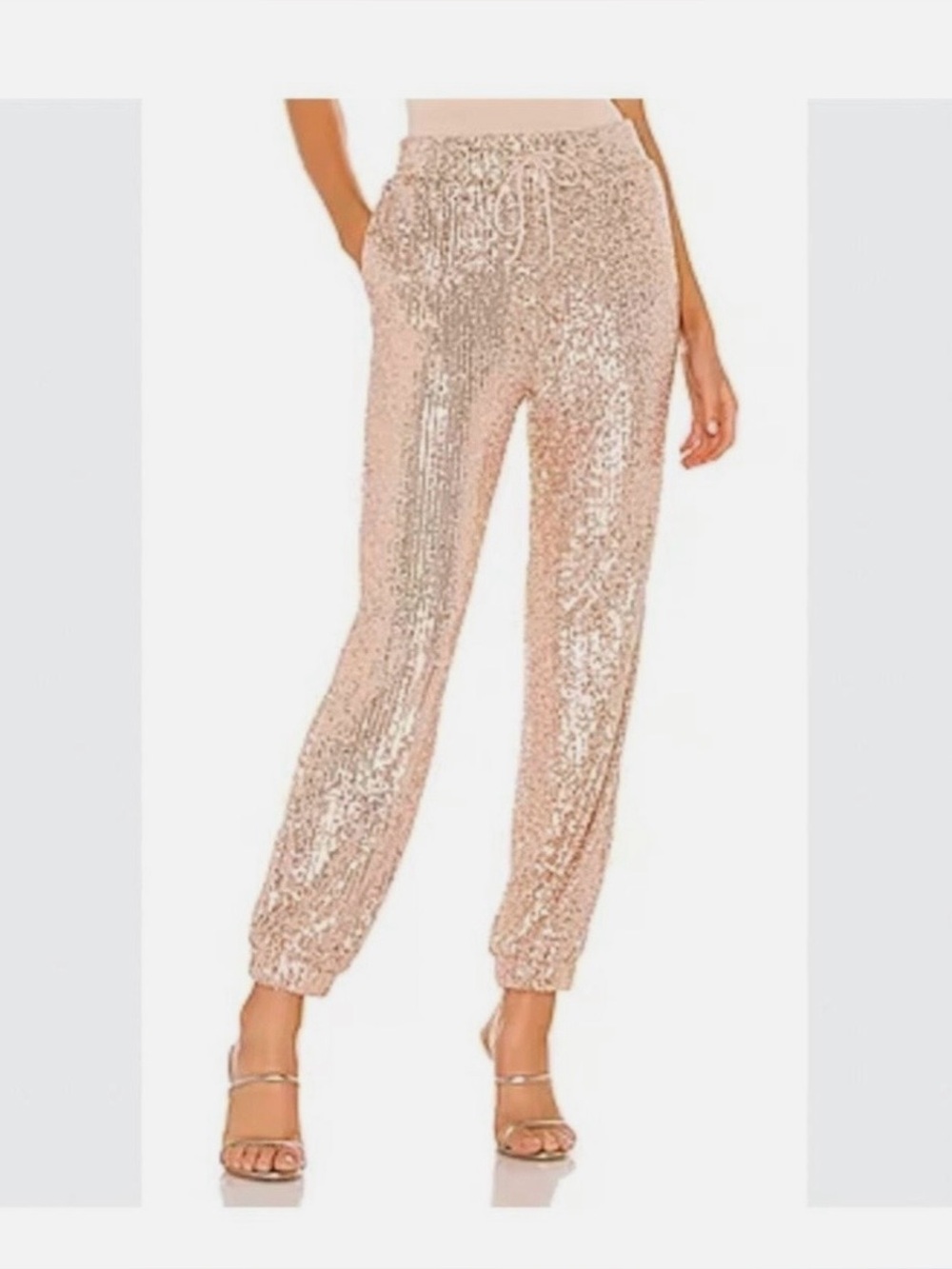 NWT Majorelle Sequin Pants in Rose Gold, Size M